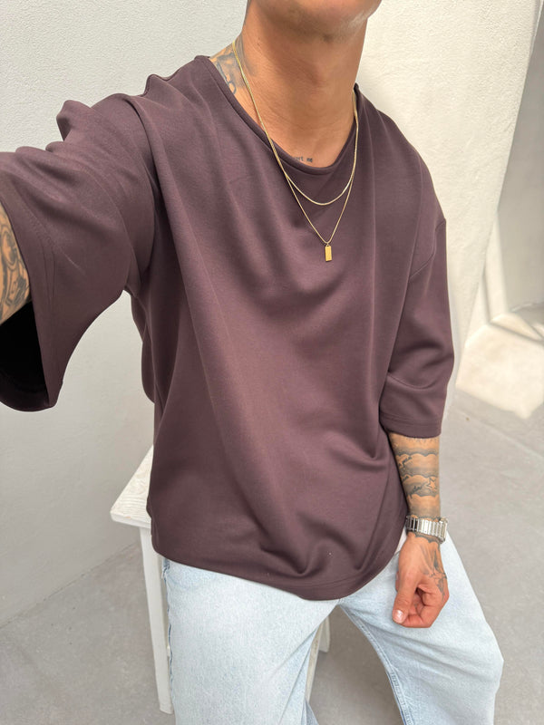 Kahve Oysho Kumaş Fakir Kol T-Shirt