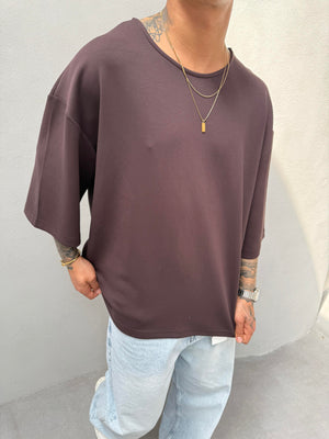 Kahve Oysho Kumaş Fakir Kol T-Shirt