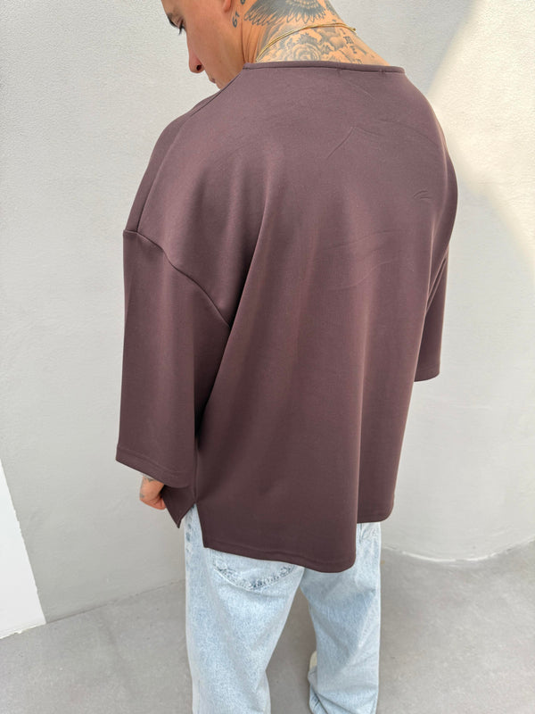 Kahve Oysho Kumaş Fakir Kol T-Shirt