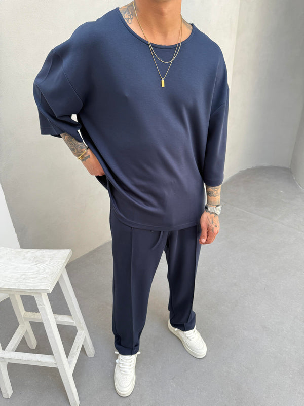 Lacivert Oysho Kumaş Baggy Pantolon