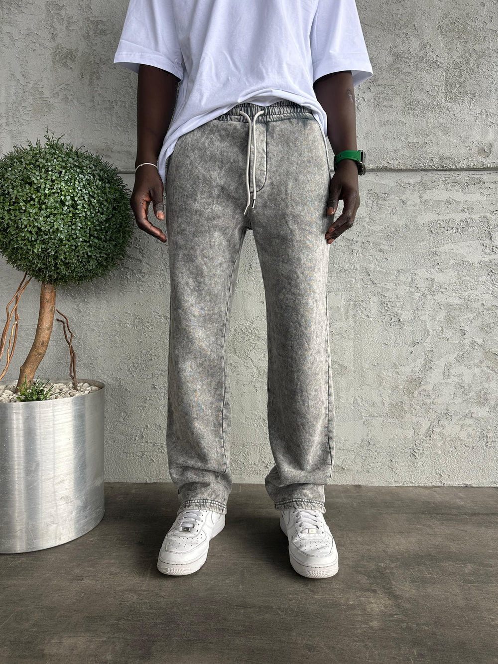 Açık Gri Yıkamalı Baggy Eşofman