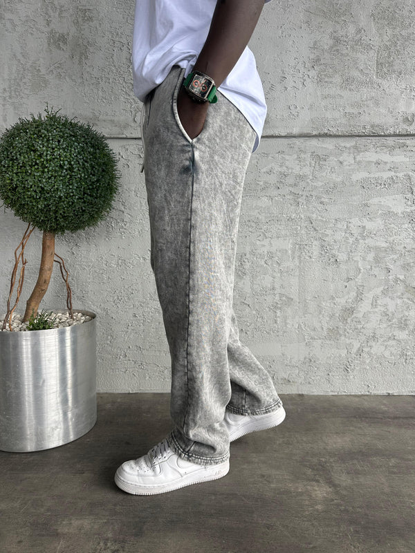Açık Gri Yıkamalı Baggy Eşofman