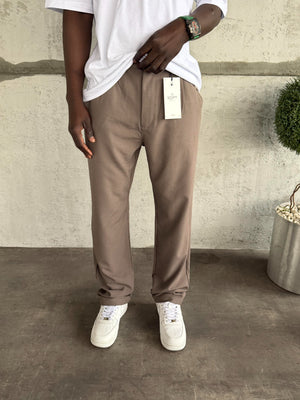 Açık Kahve Pileli Baggy Kumaş Pantolon