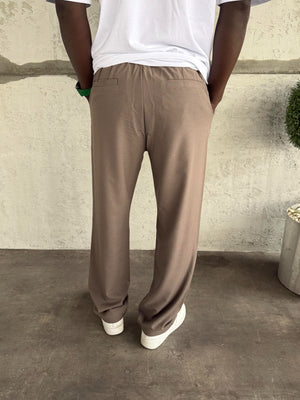 Açık Kahve Pileli Baggy Kumaş Pantolon