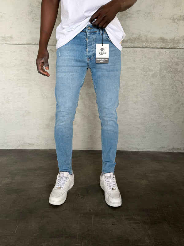 Açık Mavi Lazer Detaylı Slimfit Jean