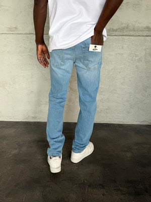 Açık Mavi Taşlamalı Likralı Regular Fit Jean