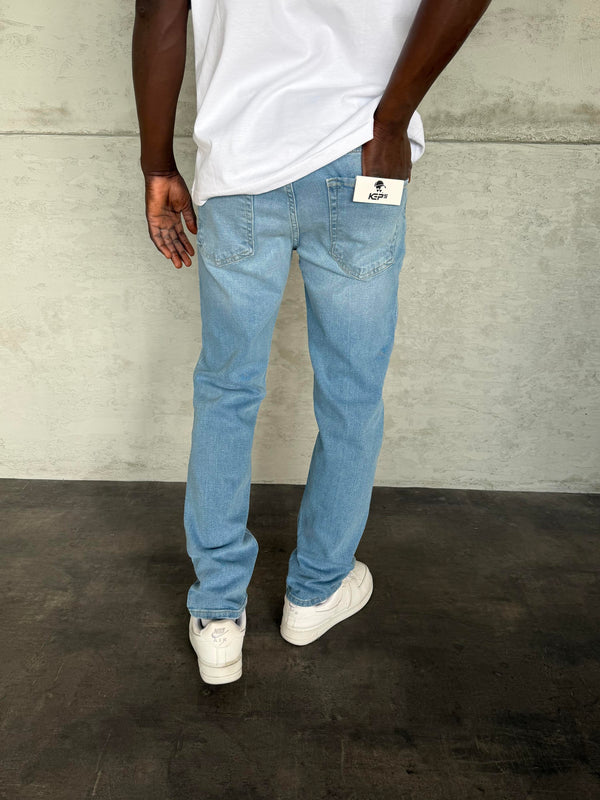 Açık Mavi Taşlamalı Likralı Regular Fit Jean