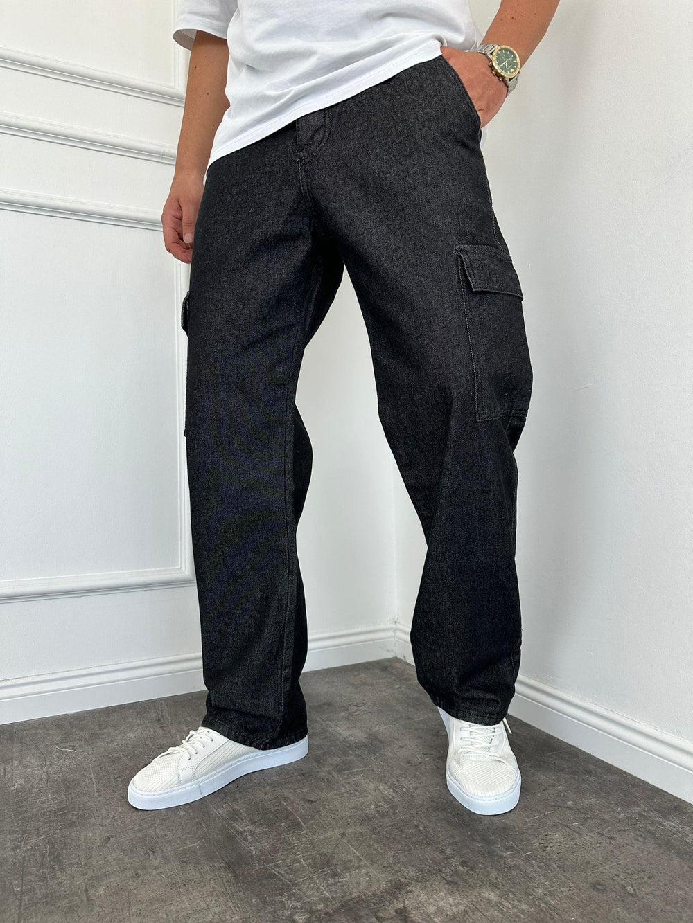 Antrasit Kargo Cep Baggy Jean