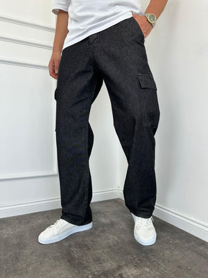 Antrasit Kargo Cep Baggy Jean