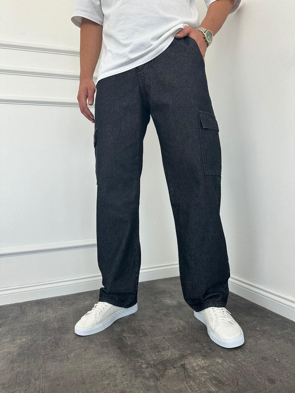 Antrasit Kargo Cep Baggy Jean
