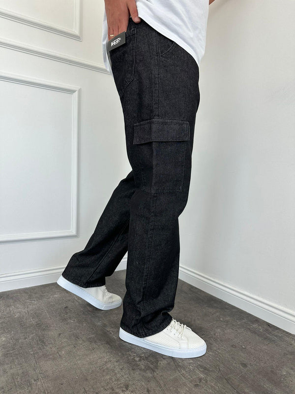 Antrasit Kargo Cep Baggy Jean