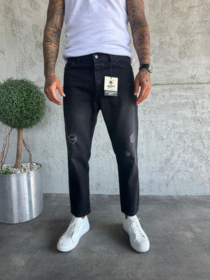 Antrasit Lazer Detaylı Boyfriend Jean