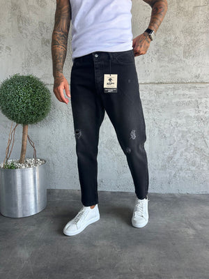 Antrasit Lazer Detaylı Boyfriend Jean