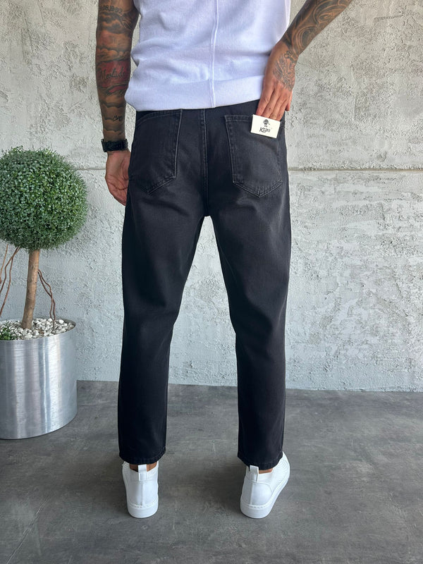 Antrasit Lazer Detaylı Boyfriend Jean