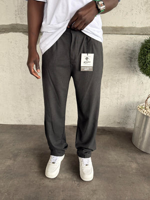 Antrasit Pileli Baggy Kumaş Pantolon