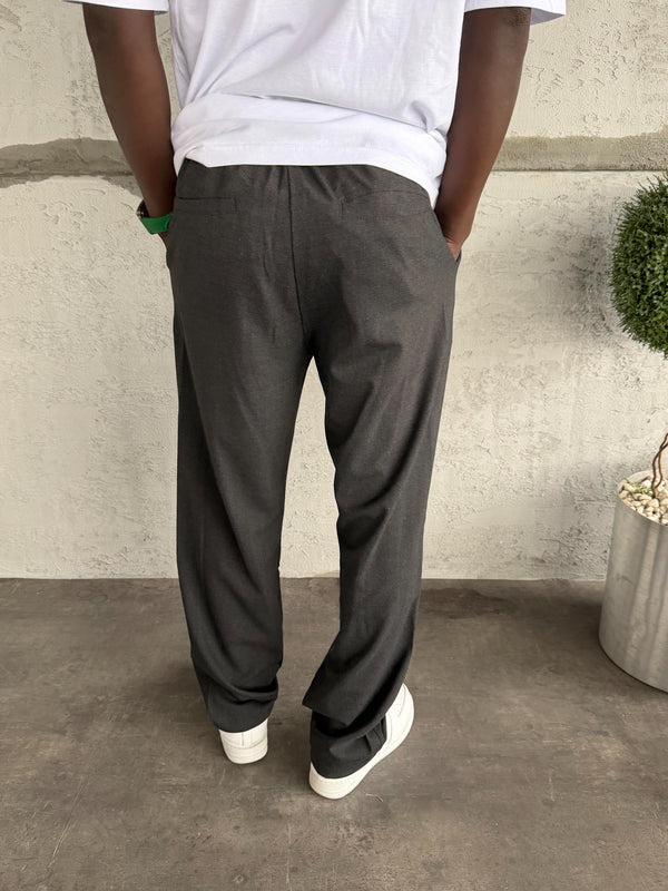 Antrasit Pileli Baggy Kumaş Pantolon