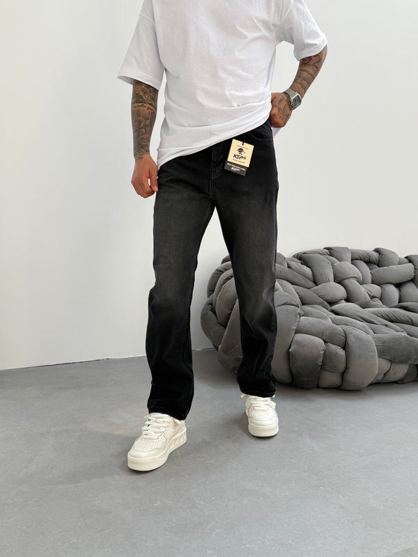 Antrasit Taşlamalı Baggy Jean
