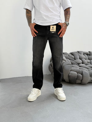 Antrasit Taşlamalı Baggy Jean