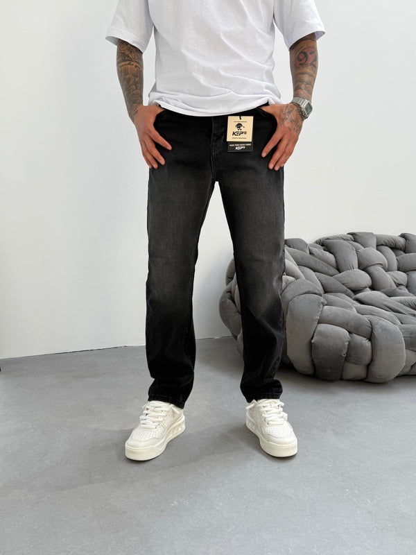 Antrasit Taşlamalı Baggy Jean