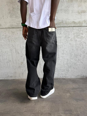 Antrasit Taşlamalı Relax Baggy Jean