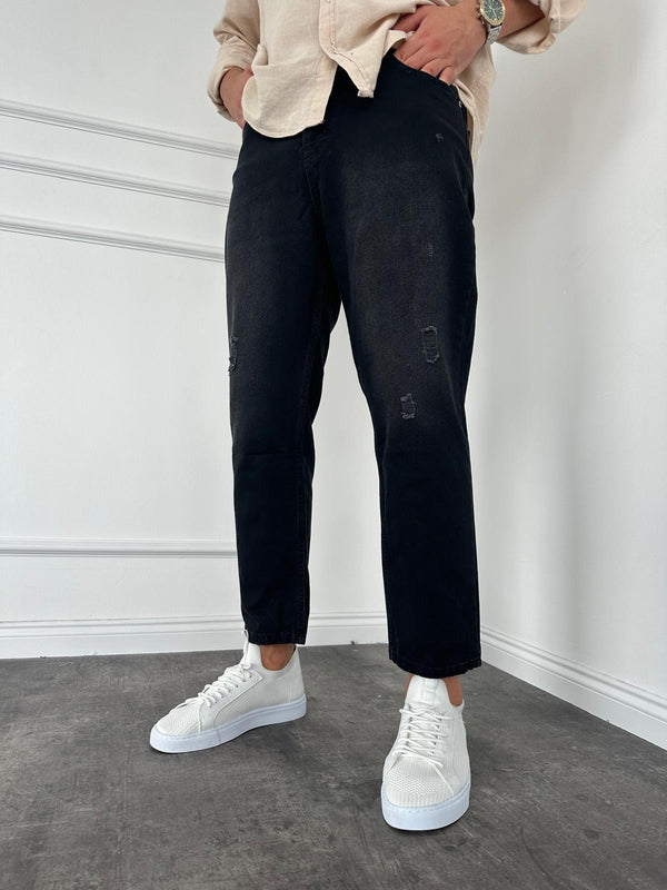 Antrasit Yırtıklı Boyfriend Jean