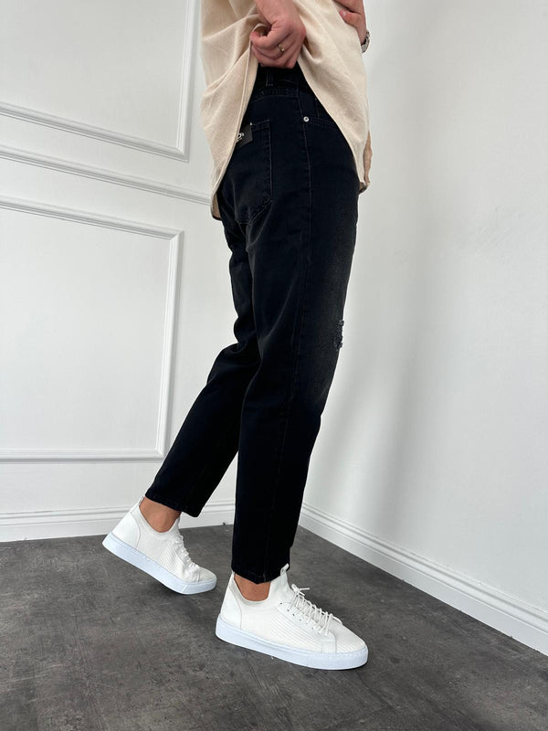 Antrasit Yırtıklı Boyfriend Jean