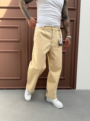 Bej Gabardin Relax Fit Pantolon
