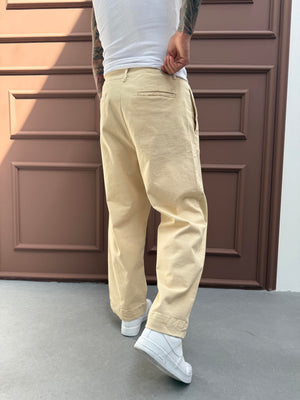 Bej Gabardin Relax Fit Pantolon