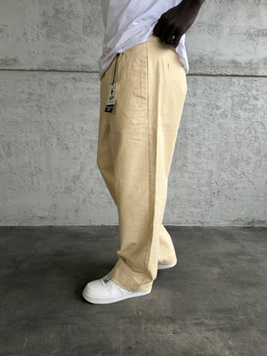 Bej Gabardin Relax Fit Pantolon