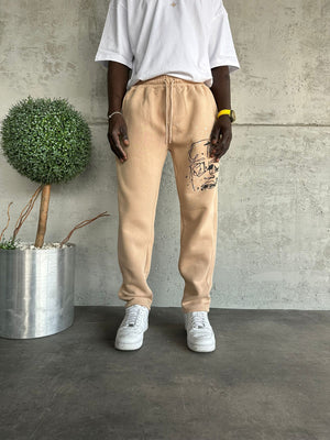 Bej Kurukafa Baskılı Eşofman