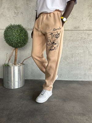 Bej Kurukafa Baskılı Eşofman