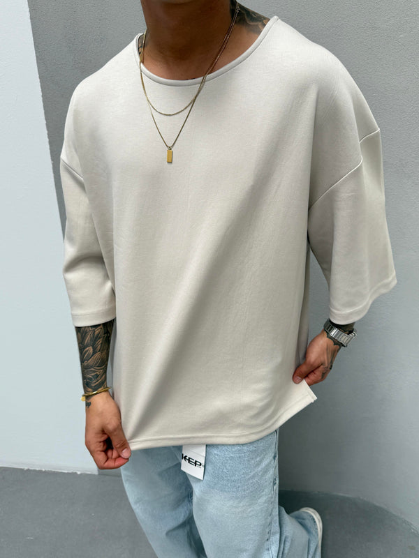 Bej Oysho Kumaş Fakir Kol T-Shirt