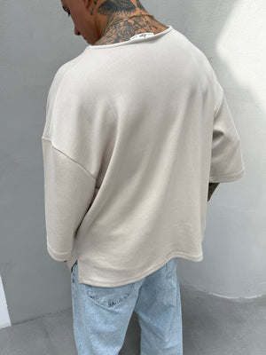 Bej Oysho Kumaş Fakir Kol T-Shirt