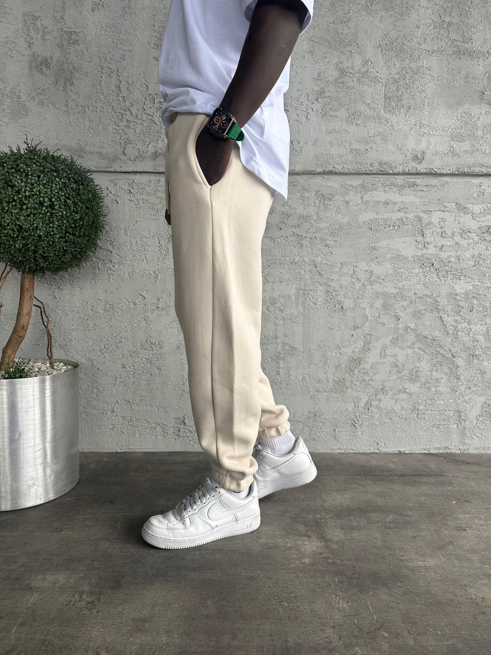 Bej Paça Lastik Eşofman