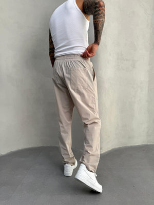 Bej Paraşüt Kumaş Jogger