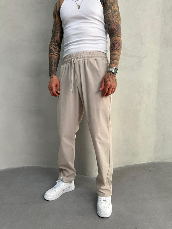 Bej Paraşüt Kumaş Jogger