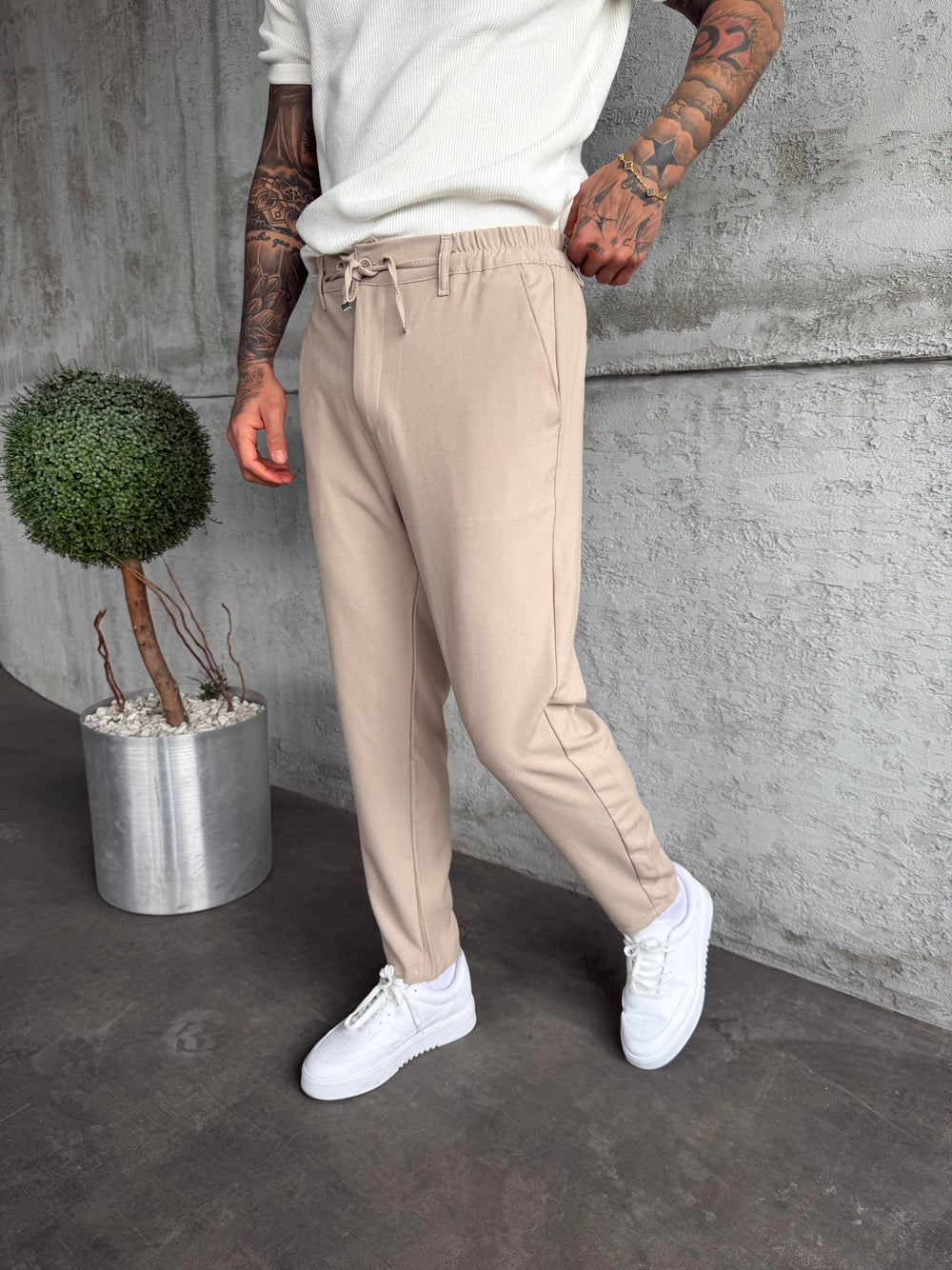 Bej Regular Fit Kumaş Pantolon
