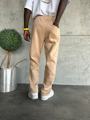 Bej Şerit Detaylı Baggy Eşofman