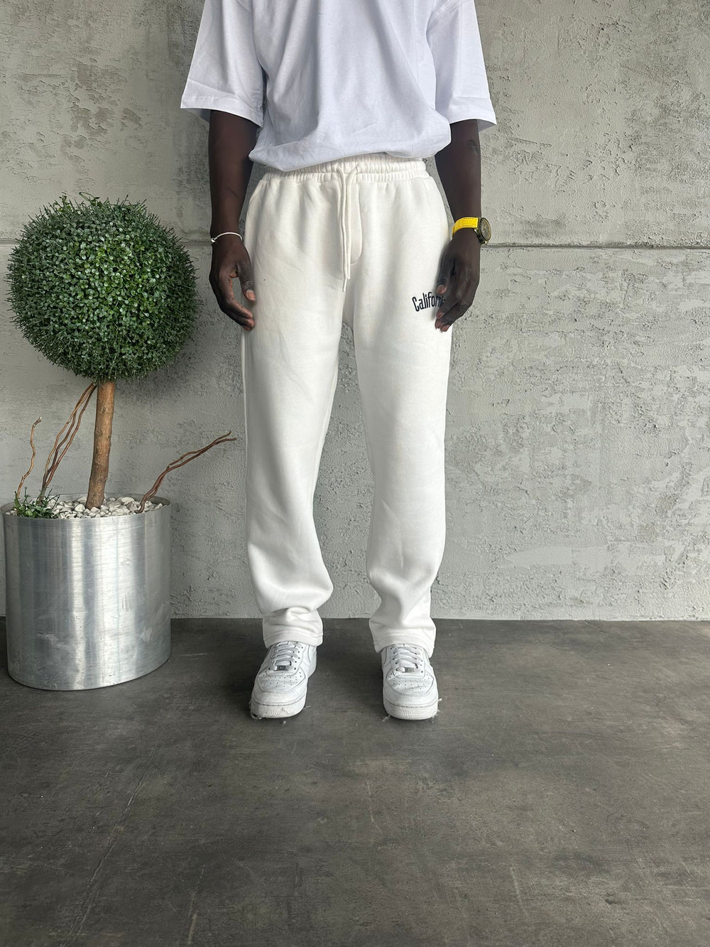 Beyaz California Yazılı Eşofman