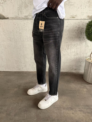 Beyaz Dikişli Füme Boyfriend Jean