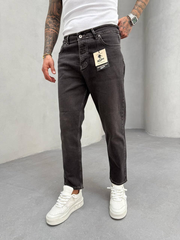 Beyaz Dikişli Kahve Yıkamalı Likralı Boyfriend Jean