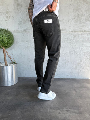 Beyaz Dikişli Likralı Füme Regular Fit Jean