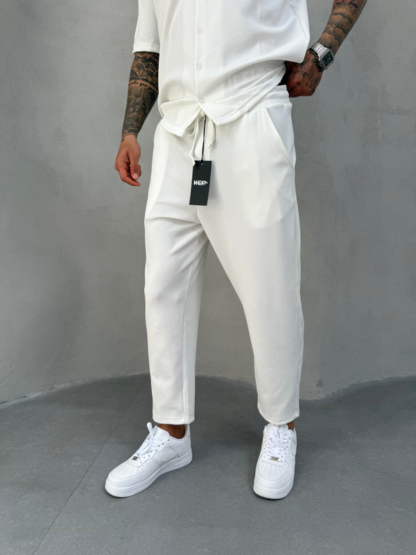 Beyaz Fitilli Boyfriend Pantolon
