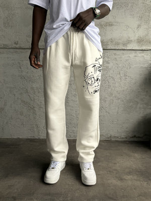 Beyaz Kurukafa Baskılı Eşofman