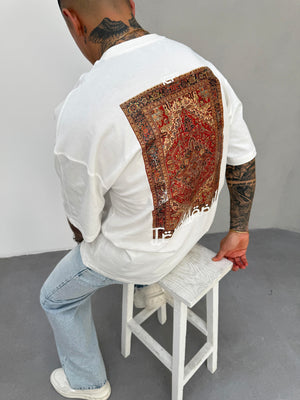 Beyaz Oversize Baskılı T-Shirt