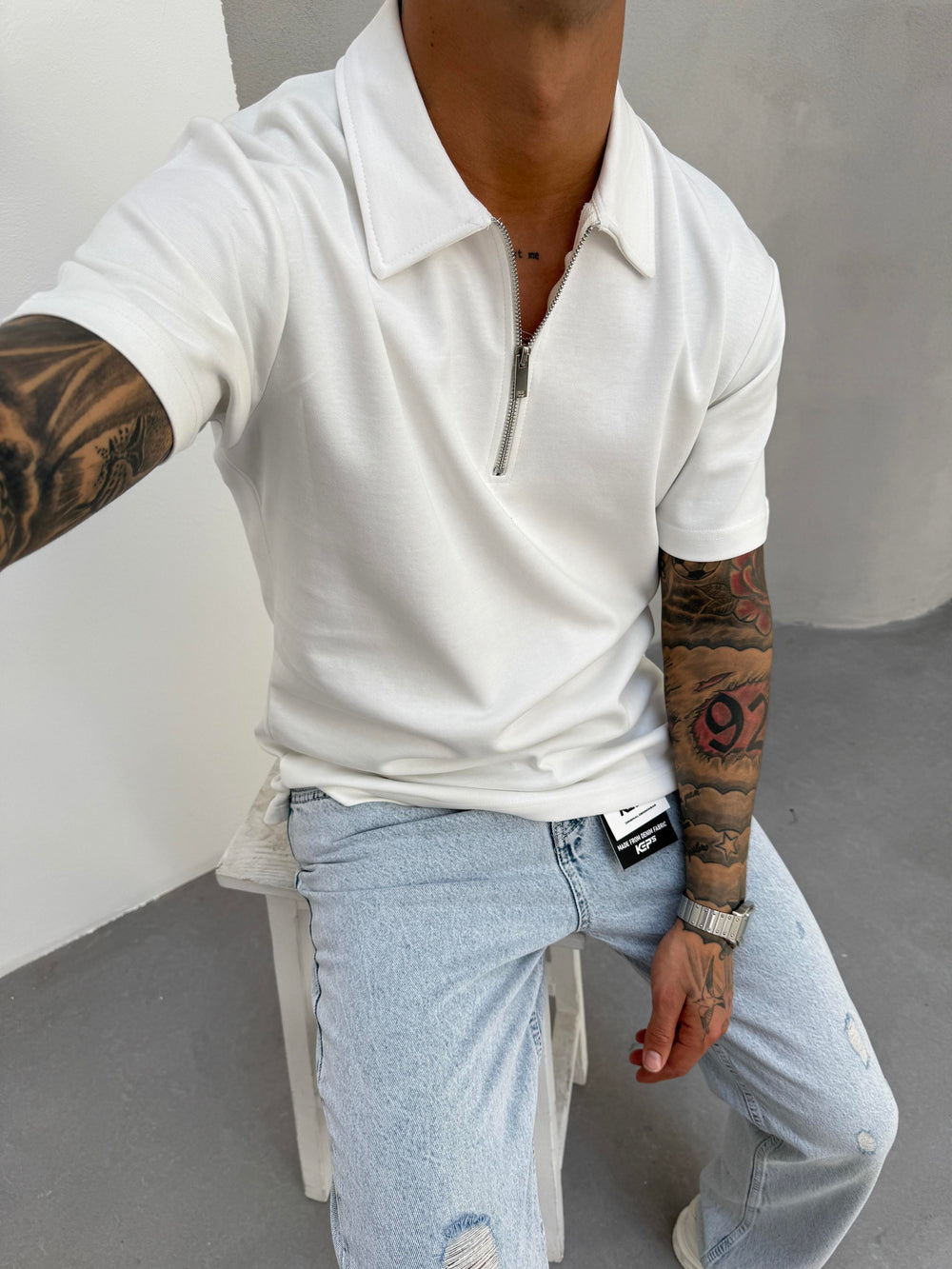 Beyaz Polo Yaka T-Shirt