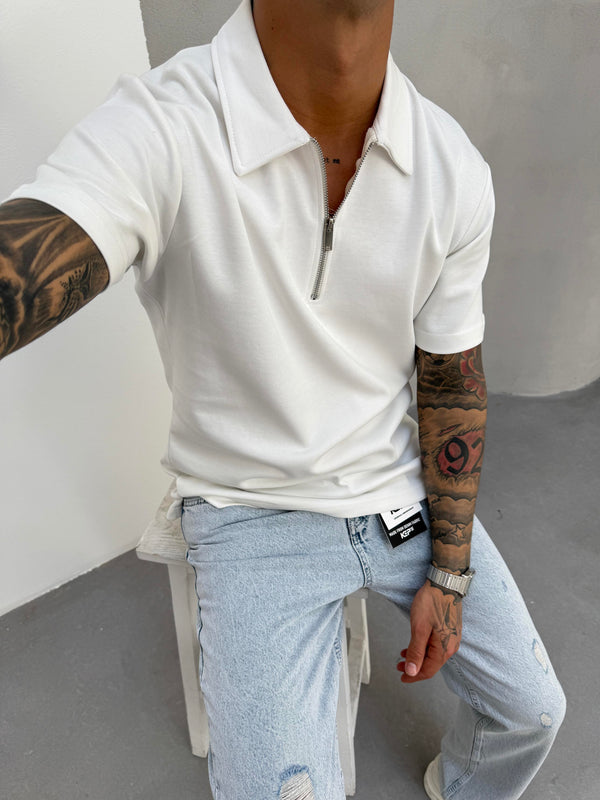 Beyaz Polo Yaka T-Shirt