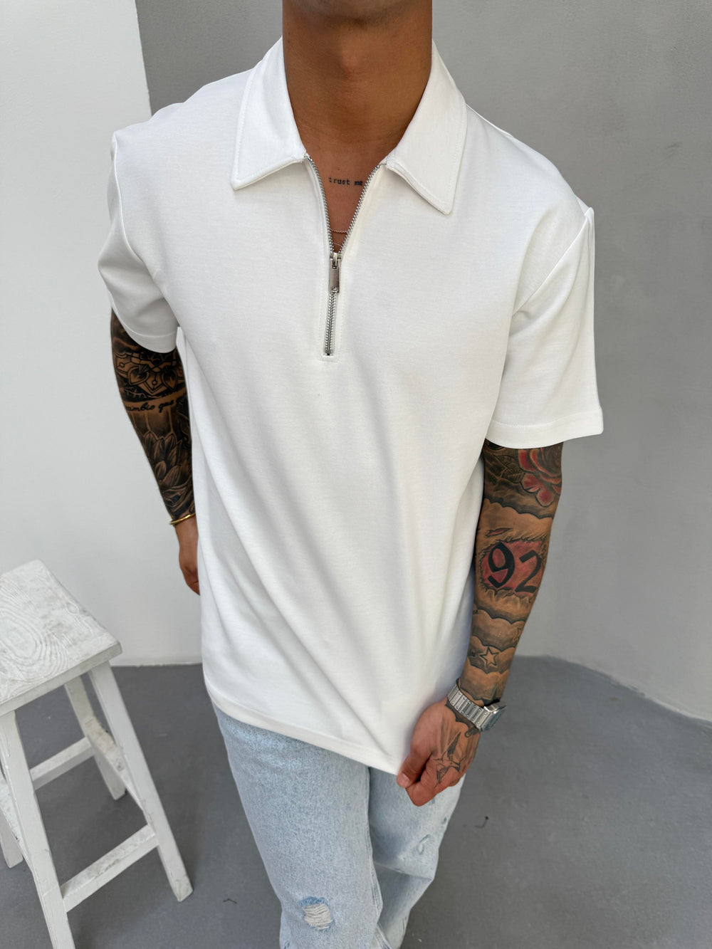 Beyaz Polo Yaka T-Shirt
