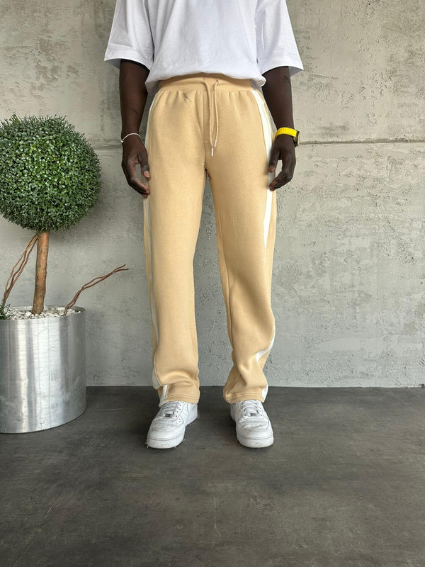 Beyaz Şeritli Bej Eşofman