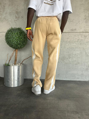 Beyaz Şeritli Bej Eşofman